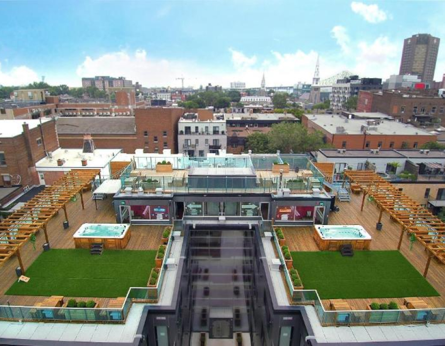 M Montreal pods and rooftop area